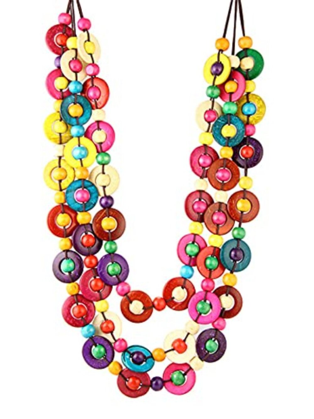 Bohemian Coconut‎ Shell Wood Bead Necklace Handmade Ethnic Wooden Beaded